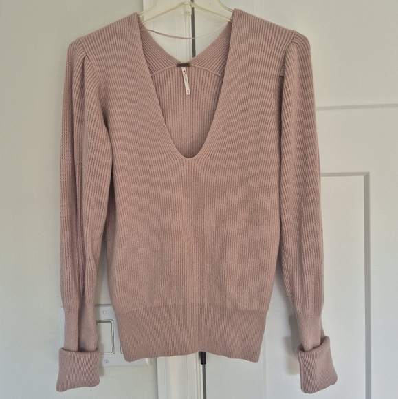 Free People Sweater Gingersnap Pink Cashmere Blend Long Sleeve Size XS - Picture 4 of 11